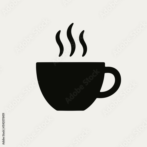 very simple flat and single minimalist Coffee Cup Silhouettes in black on a white background
