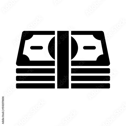 very simple flat and single minimalist Stacks of Money Silhouettes in black on a white background