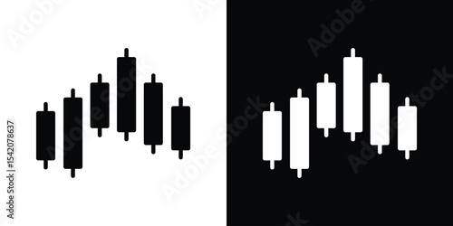 Chart candlestick icon black silhouette for web, and mobile app