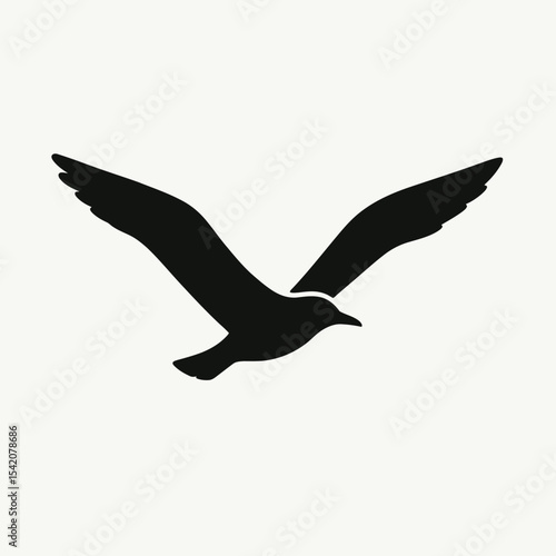 very simple flat and single minimalist Seagul Silhouettes in black on a white background