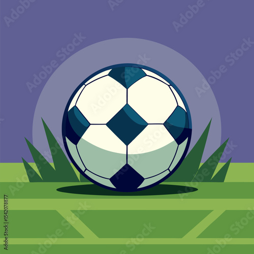 Soccer ball on grass field background illustration
