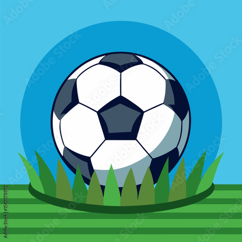 Soccer ball on grass field background illustration
