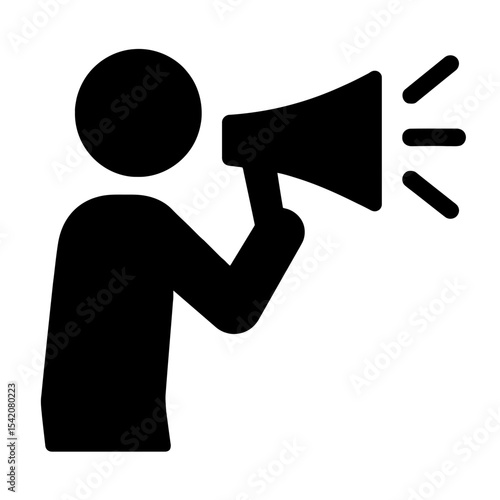 very simple flat and single minimalist Megaphone Protest Silhouettes in black on a white background