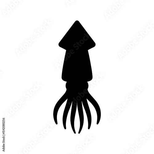 very simple flat and single minimalist Calamari Silhouettes in black on a white background