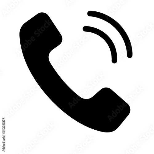 very simple flat and single minimalist Phone Ringing Silhouettes in black on a white background