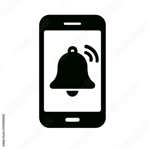 very simple flat and single minimalist Bell on Phone Silhouettes in black on a white background
