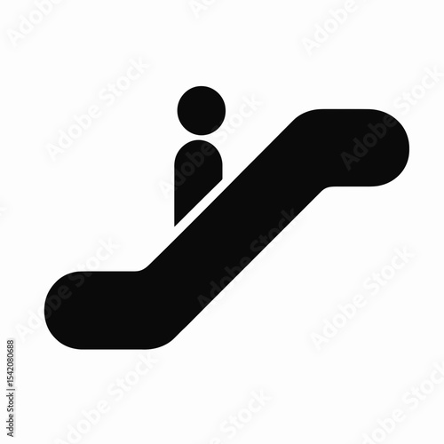 very simple flat and single minimalist Escalator Silhouettes in black on a white background
