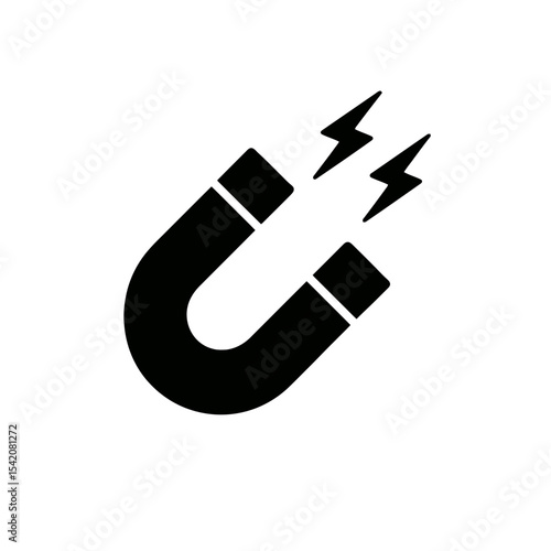 very simple flat and single minimalist Magnet Silhouettes in black on a white background