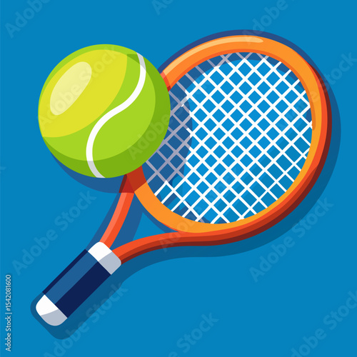 Tennis Racket and Ball Illustration – Dynamic Sports Equipment Vector