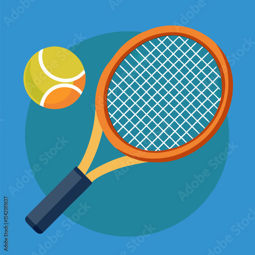 Tennis Racket and Ball Illustration – Dynamic Sports Equipment Vector