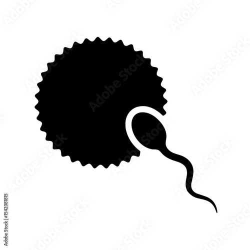 very simple flat and single minimalist Sperm and Egg Silhouettes in black on a white background