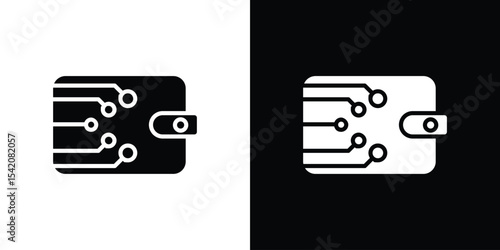Cryptocurrency wallet icon black silhouette for web, and mobile app
