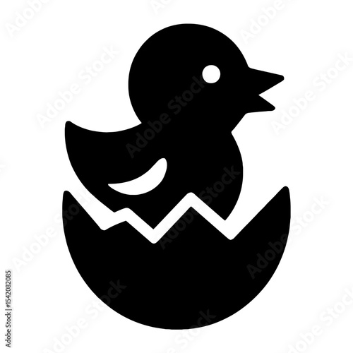very simple flat and single minimalist Hatching Bird Silhouettes in black on a white background