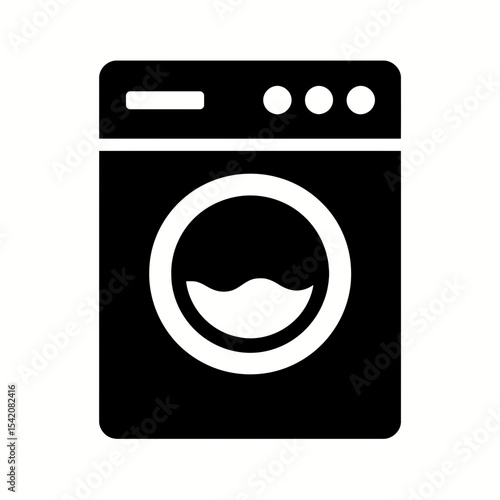very simple flat and single minimalist Washing Machine Silhouettes in black on a white background