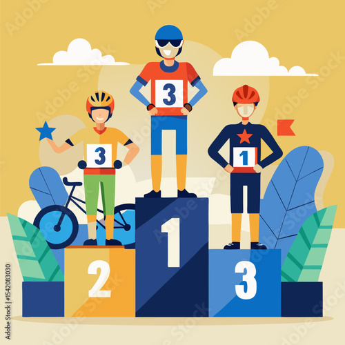 Vector of Bike Race Podium Winners – Celebrating Victory and Athletic Achievement