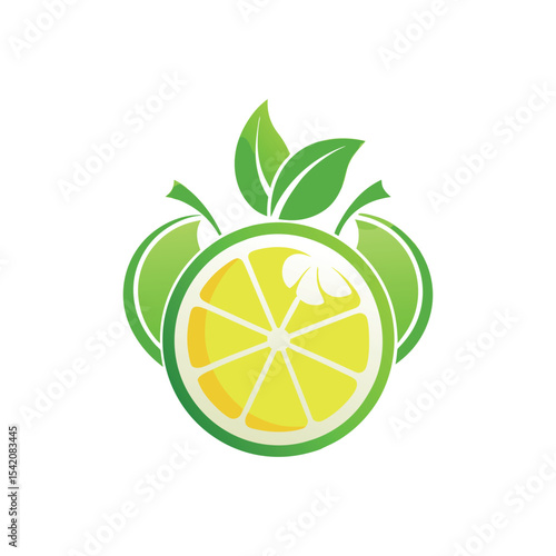 Elegant silhouette of a green lemon Logo