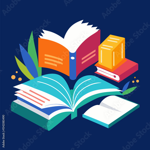 Vector of Open Textbooks and Notebooks – Educational Reading and Study Materials