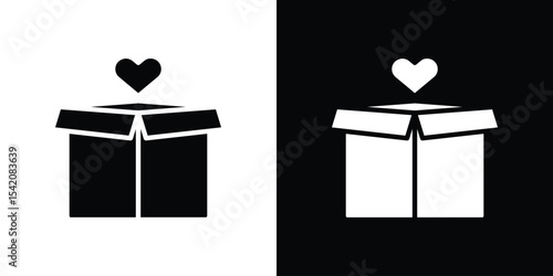 Donation box icon black silhouette for web, and mobile app