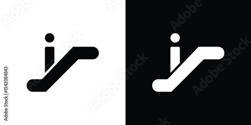 Escalator icon black silhouette for web, and mobile app