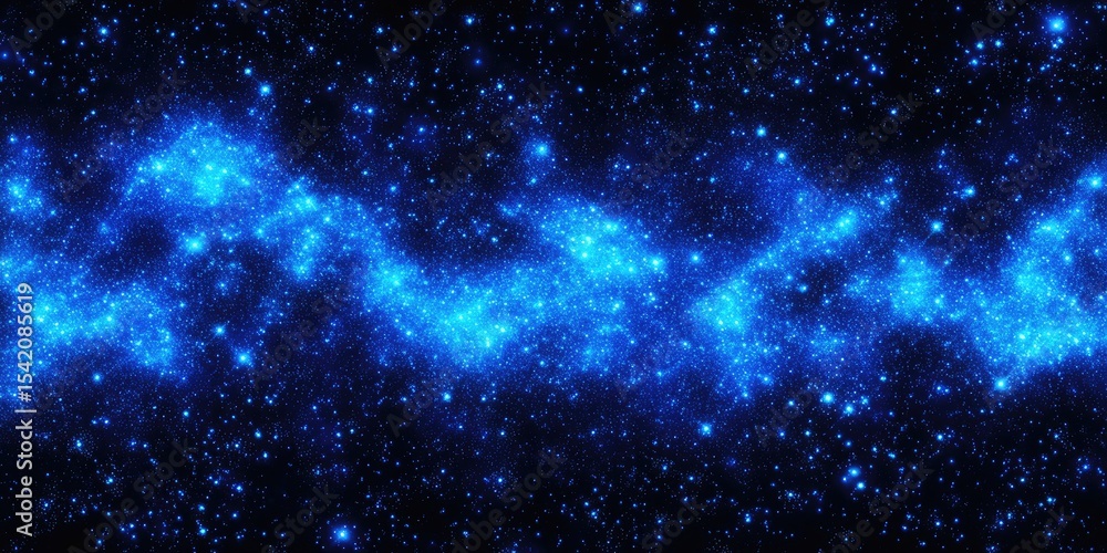 Fototapeta premium Deep space nebula with swirling blue light patterns against a dark starry background