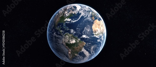 Fototapeta Naklejka Na Ścianę i Meble -  The Earth Rotating in Space Against a Dark Cosmic Background