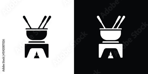 Fondue pot icon black silhouette for web, and mobile app