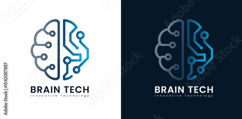 Innovative AI Brain Tech Logo – Modern Vector Symbol Representing AI and Advanced Neural Technology