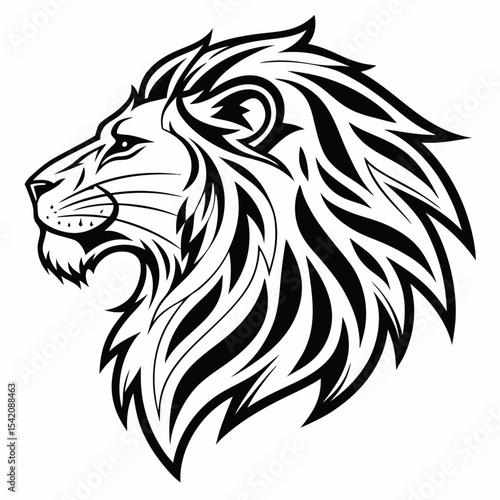 Wallpaper Mural Stylized Lion Profile Vector with Bold Ink Strokes. Torontodigital.ca