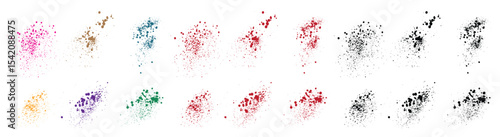 Collection of vector wheat, purple, orange, red, green, black color grunge blood texture brush stroke background