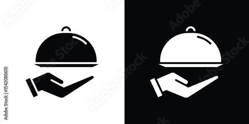 Hand holding tray icon black silhouette for web, and mobile app