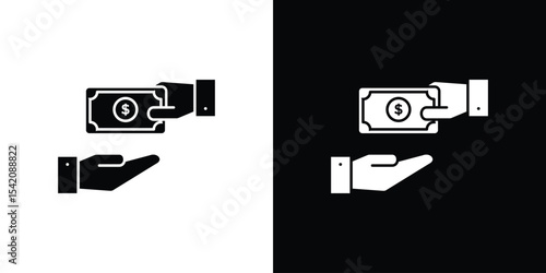 Hand money exchange icon black silhouette for web, and mobile app