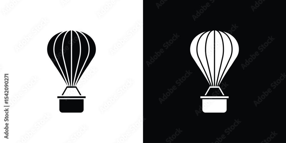 Naklejka premium Hot air balloon icon black silhouette for web, and mobile app