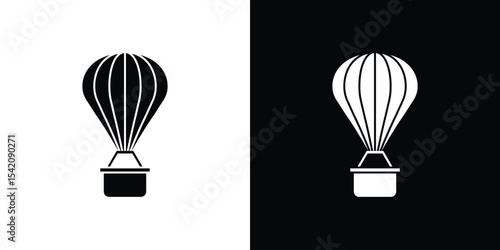 Hot air balloon icon black silhouette for web, and mobile app