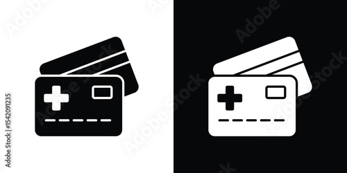 Insurance card icon black silhouette for web, and mobile app