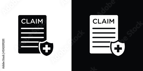 Insurance Claim icon black silhouette for web, and mobile app