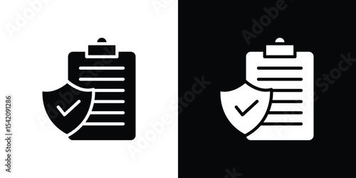 Insurance policy icon black silhouette for web, and mobile app