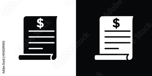 Invoice icon black silhouette for web, and mobile app