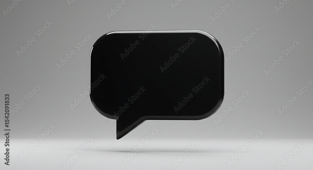 Naklejka premium Black Speech Bubble on Gray Background