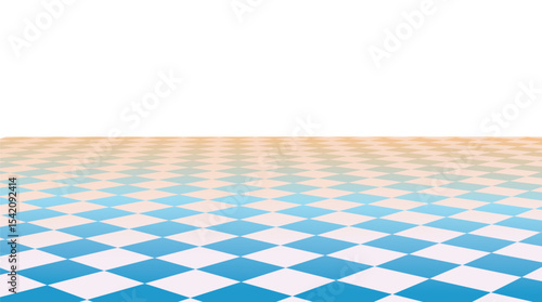 Perspective view of checkered floor. A large room with floor. Cartoon vector illustration