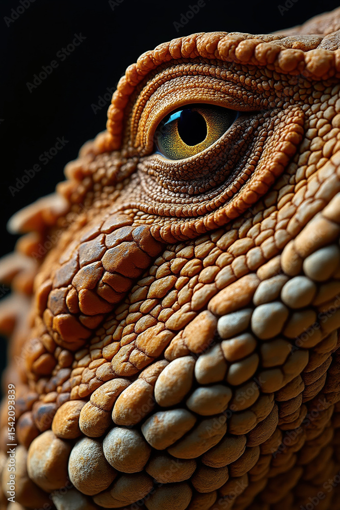 Obraz premium Macro Close-Up of Reptile Eye and Scaled Skin Texture