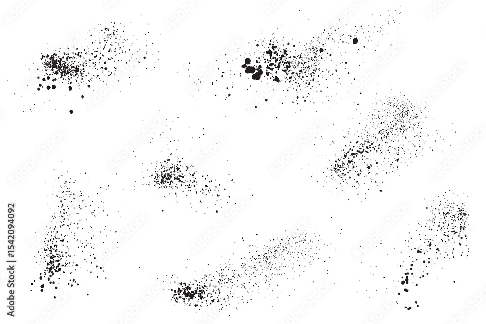 Obraz premium Set of paint splatter black color grunge texture isolated background