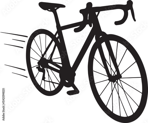 Road Bike – ¾ Angle (in motion, pedals mid-rotation)