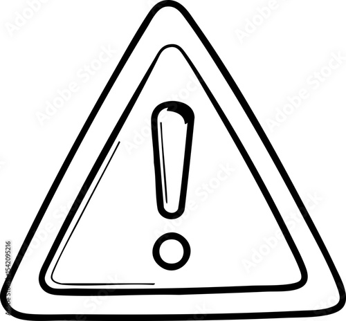 Black and white triangular warning sign with an exclamation mark inside, symbolizing caution or alert.