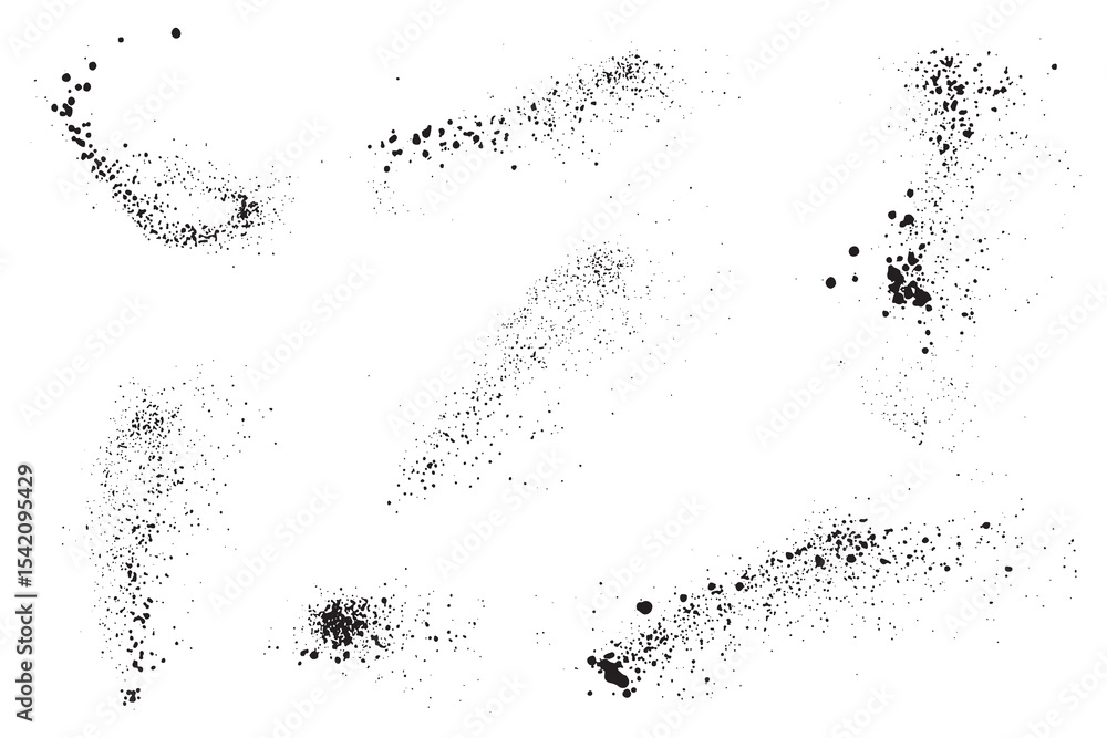 Obraz premium Collection of black paint brush stroke drop blood splatter vector
