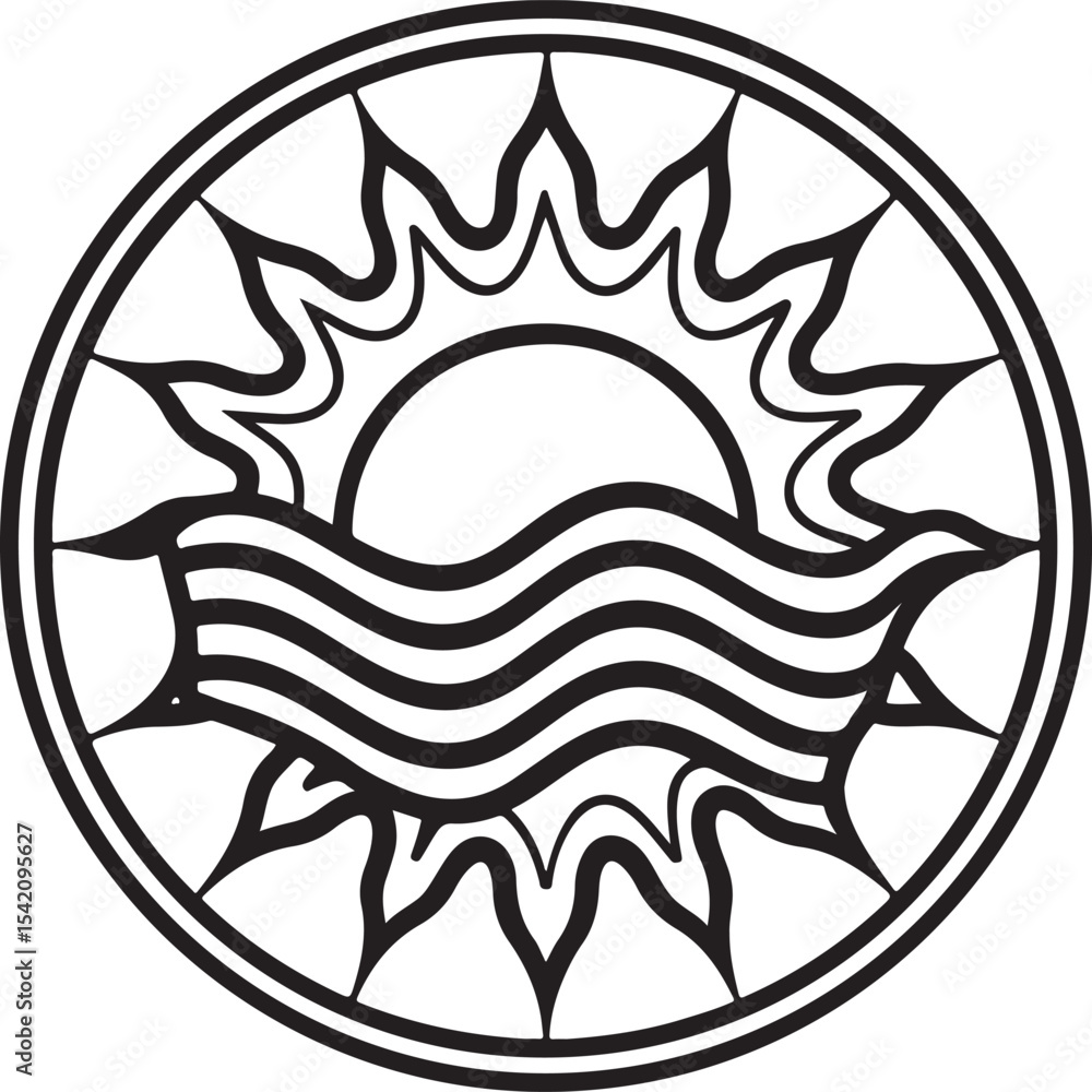 Obraz premium A tribal vector illustration of a fish and crowned seal, perfect for a seamless sea tattoo design