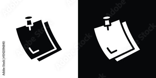 Note sticky icon black silhouette for web, and mobile app