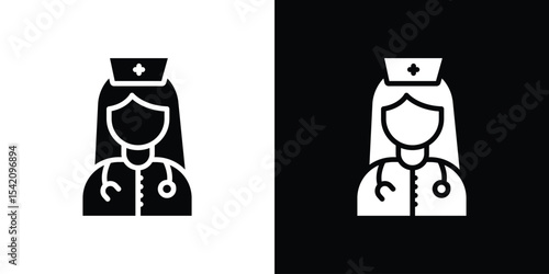 Nurse icon black silhouette for web, and mobile app