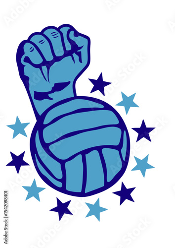 volley ou waterpolo poing lever fermer logo club