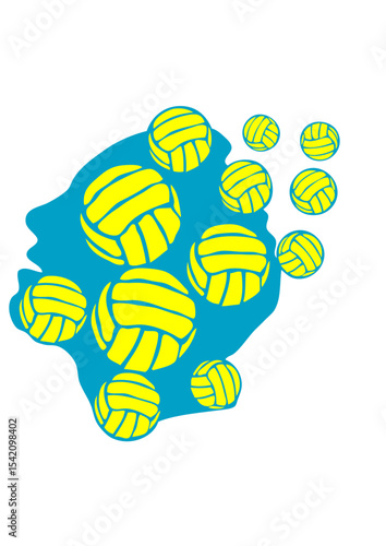 volley ou waterpolo tete  figure visage logo club