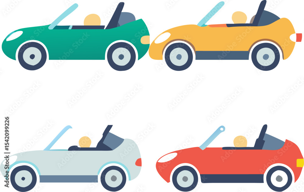 Naklejka premium Sets of Creative Icons – Convertible Car with Top Down Illustration